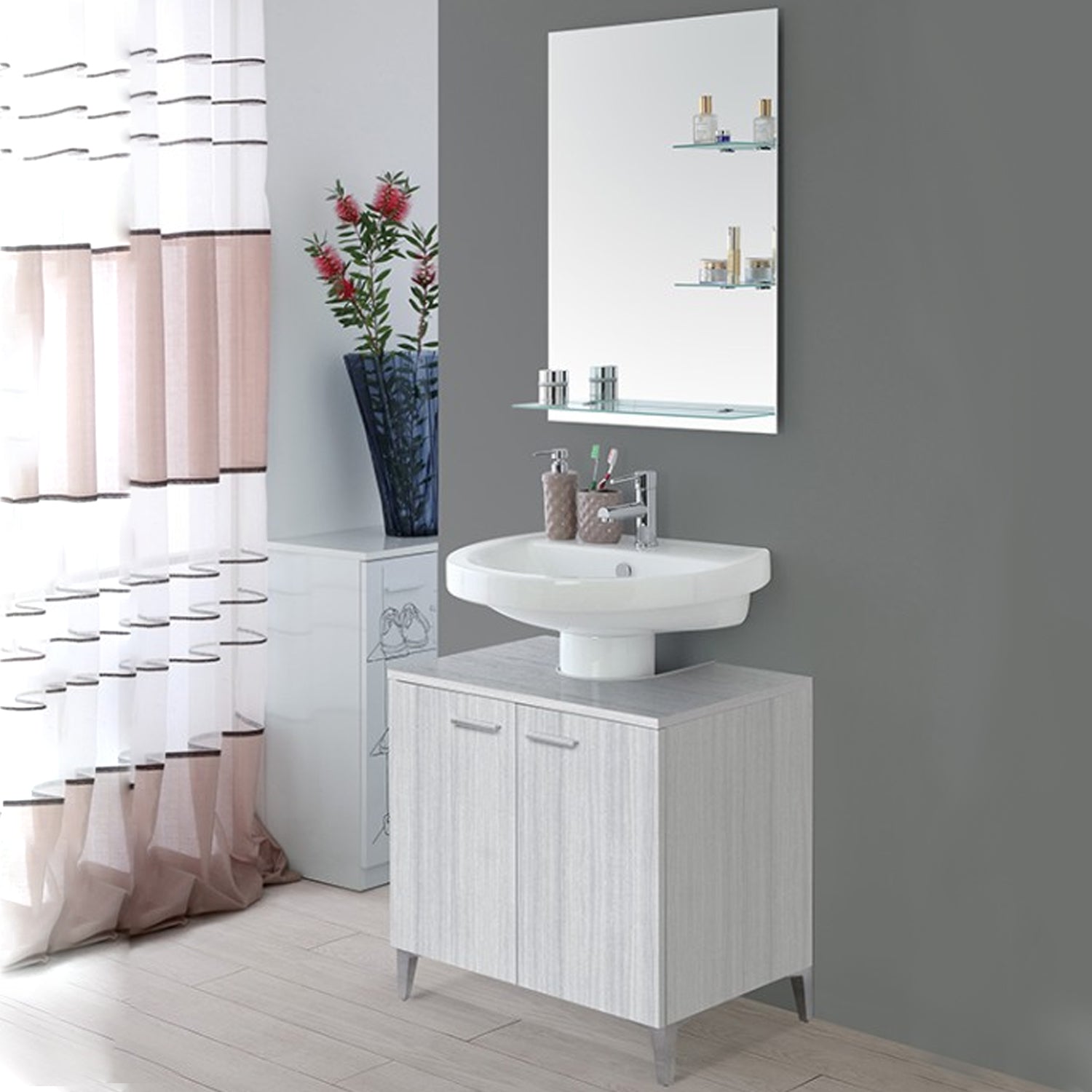 Mobile sottolavabo Cubi&Co serie Star 70 cm in nobilitato melaminico - Grigio