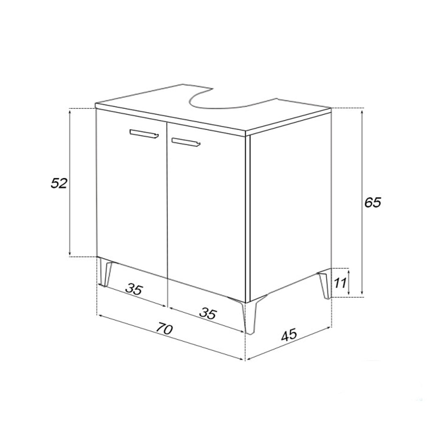 Mobile sottolavabo Cubi&Co serie Star 70 cm in nobilitato melaminico - Larice