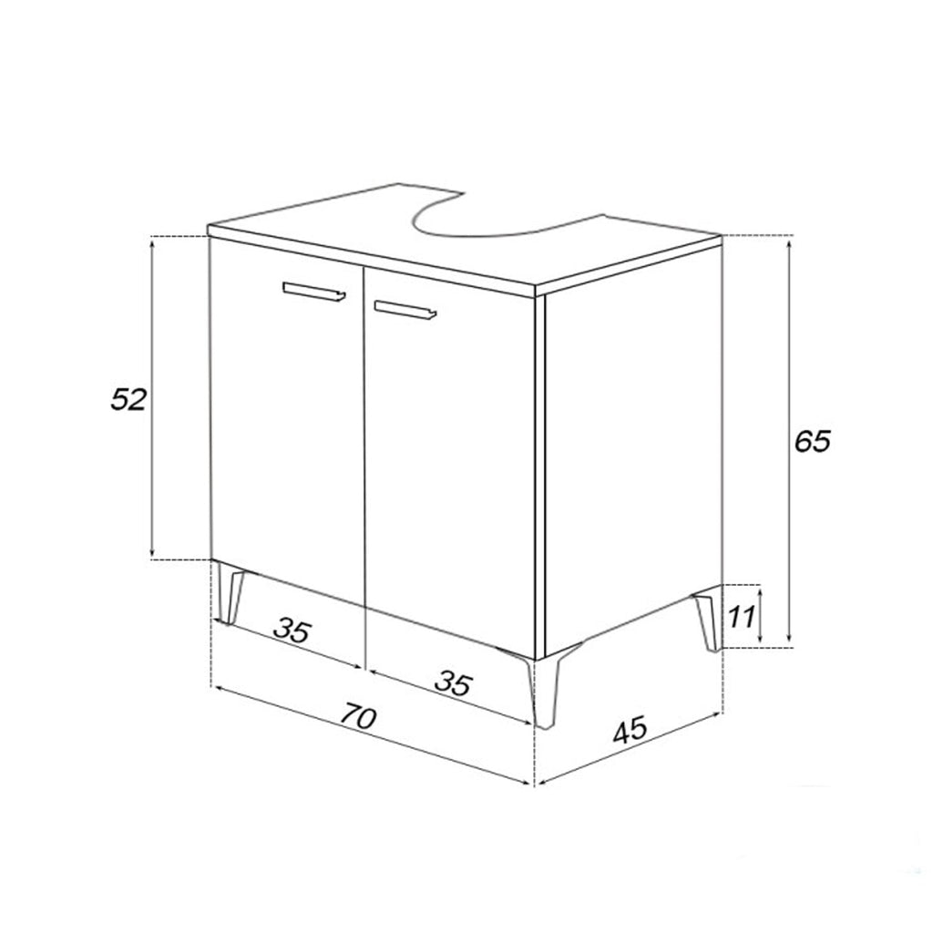 Mobile sottolavabo Cubi&Co serie Star 70 cm in nobilitato melaminico - Bianco lucido