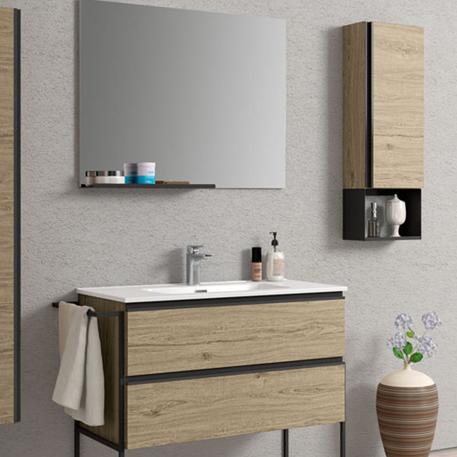  pensile e specchio modello York03 170 cm Rovere Nabucco by CeramicStore | Lo specialista del tuo bagno