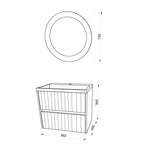  Mobile bagno sospeso cannettato con lavabo e specchio tondo cm 60 colore rovere oro - Cubi&Co Collezione Pure by CeramicStore | Lo specialista del tuo bagno