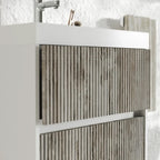  Mobile bagno sospeso cannettato con lavabo e specchio tondo cm 60 colore grigio antico - Cubi&Co Collezione Pure by CeramicStore | Lo specialista del tuo bagno