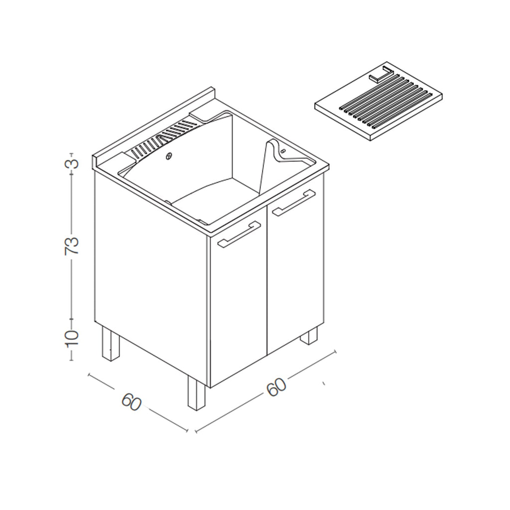  Lavatoio Xilon Lavanderina cm 60x60 colore Bianco opaco by CeramicStore | Lo specialista del tuo bagno