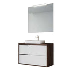 Mobile bagno sospeso cm 80 con lavabo e specchiera modello Mia finitura Olmo Caffà¨/Bianco Lucido by CeramicStore | Lo specialista del tuo bagno