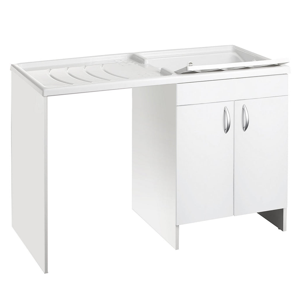 Mobile coprilavatrice 124X60 cm con lavatoio e piano di appoggio. Versione con vasca a Destra MADE IN ITALY by CeramicStore | Lo specialista del tuo bagno