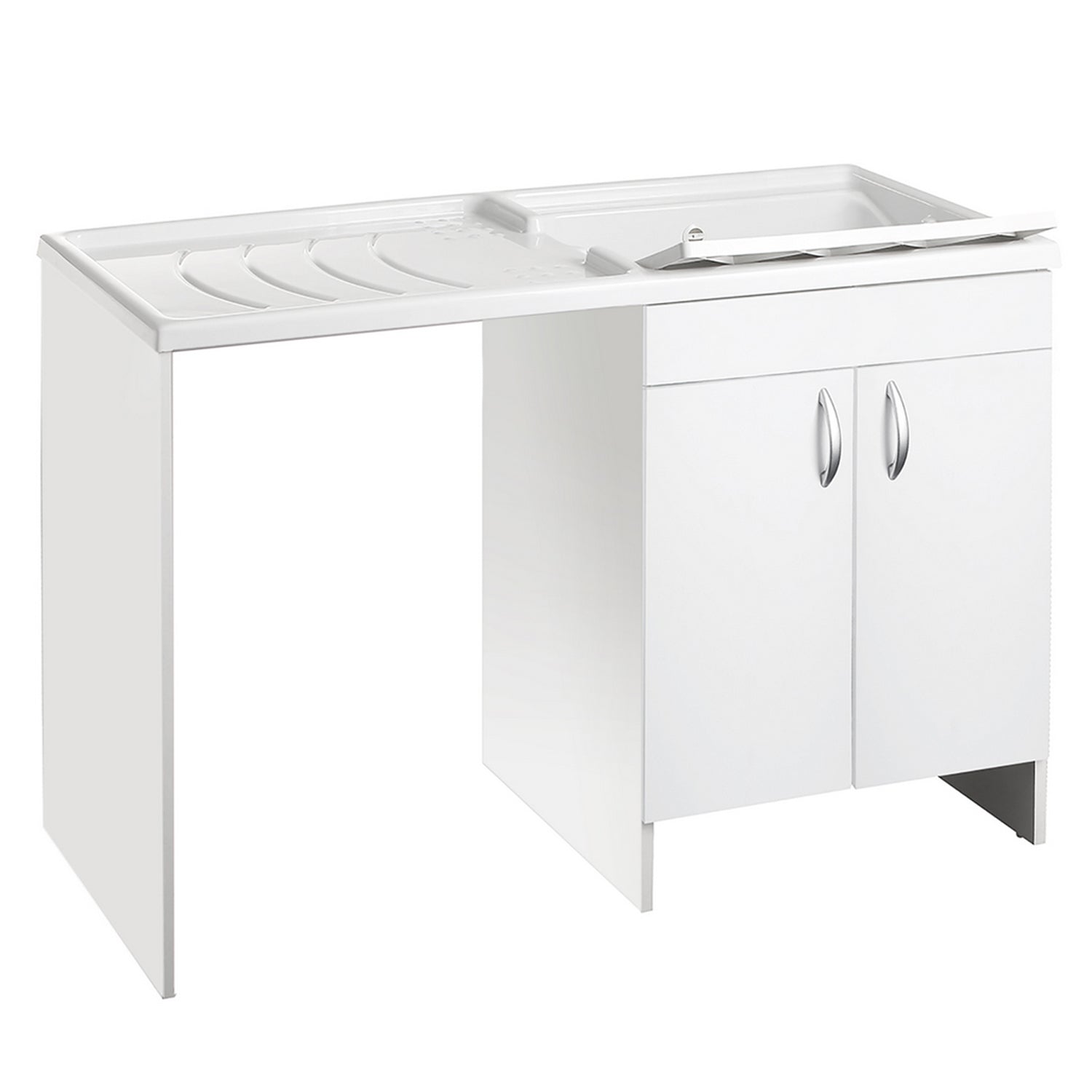 Mobile coprilavatrice 124X60 cm con lavatoio e piano di appoggio. Versione con vasca a Destra MADE IN ITALY by CeramicStore | Lo specialista del tuo bagno