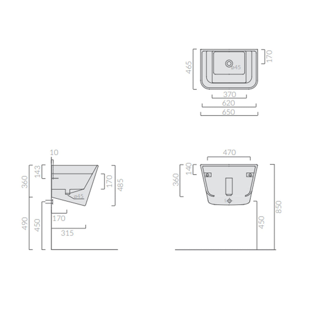  Lavatoio per rubinetteria a parete Ceramica Galassia modello MegPro11 65x46 cm by CeramicStore | Lo specialista del tuo bagno
