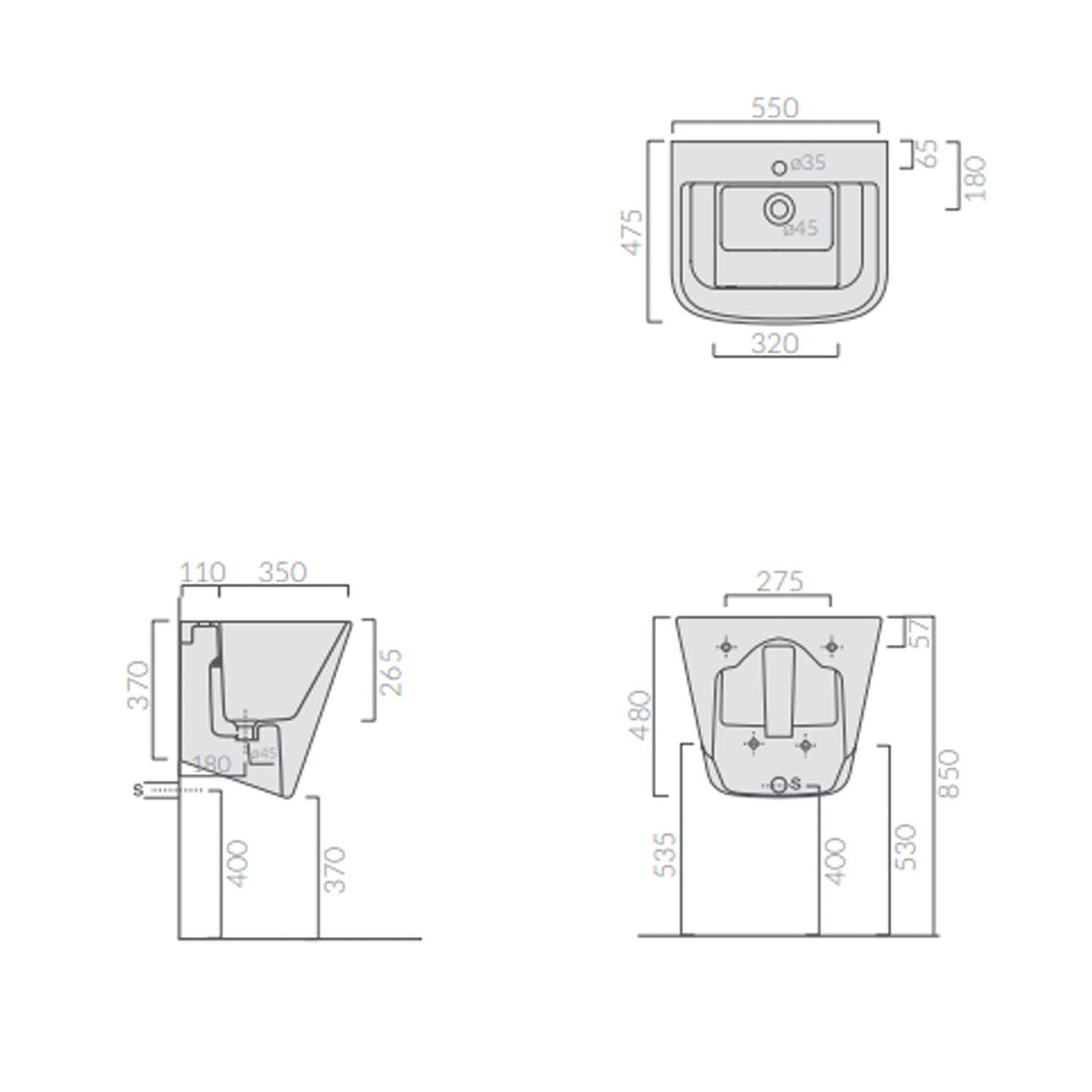  Lavatoio sospeso Ceramica Galassia modello MegPro11 55 x 47