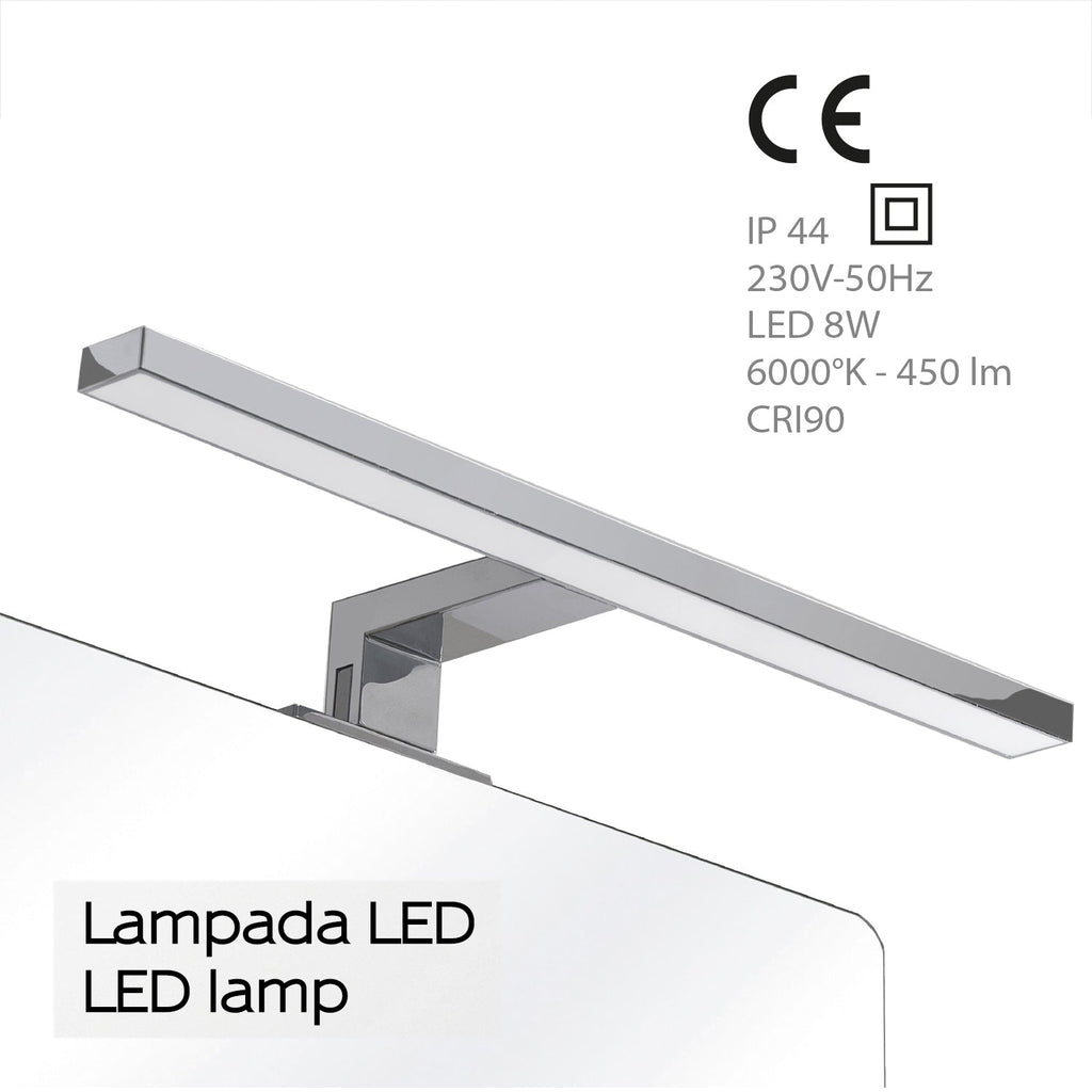  Lampada Led per specchio da 45 cm con attacco universale modello Madeira di Gedy - Cromato by CeramicStore | Lo specialista del tuo bagno