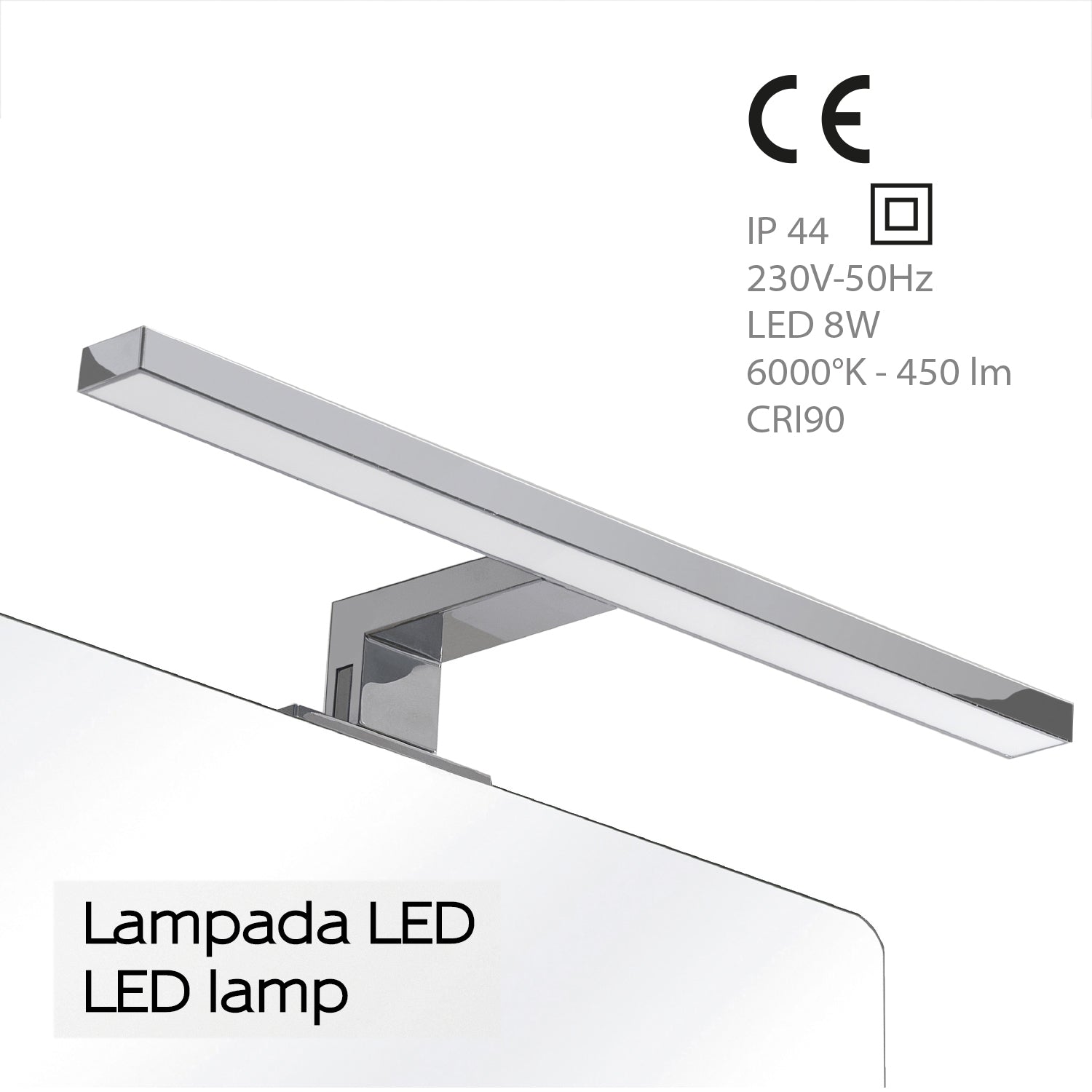  Lampada Led per specchio da 45 cm con attacco universale modello Madeira di Gedy - Cromato by CeramicStore | Lo specialista del tuo bagno