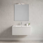 Mobile bagno sospeso Only in nobilitato con 1 cassetto top in ceramica e specchio filo lucido. Colore Olmo bianco by CeramicStore | Lo specialista del tuo bagno