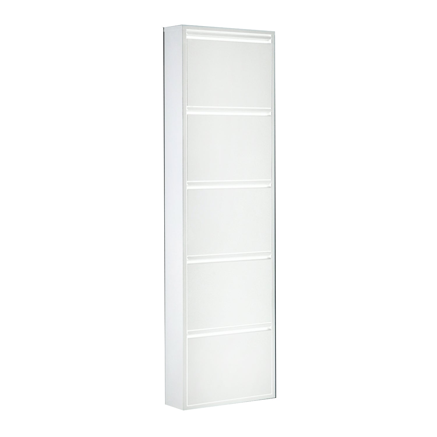 Scarpiera in metallo verniciato bianco a 5 ante a ribalta cm 50x15x169h - Versione Outlet by CeramicStore | Lo specialista del tuo bagno