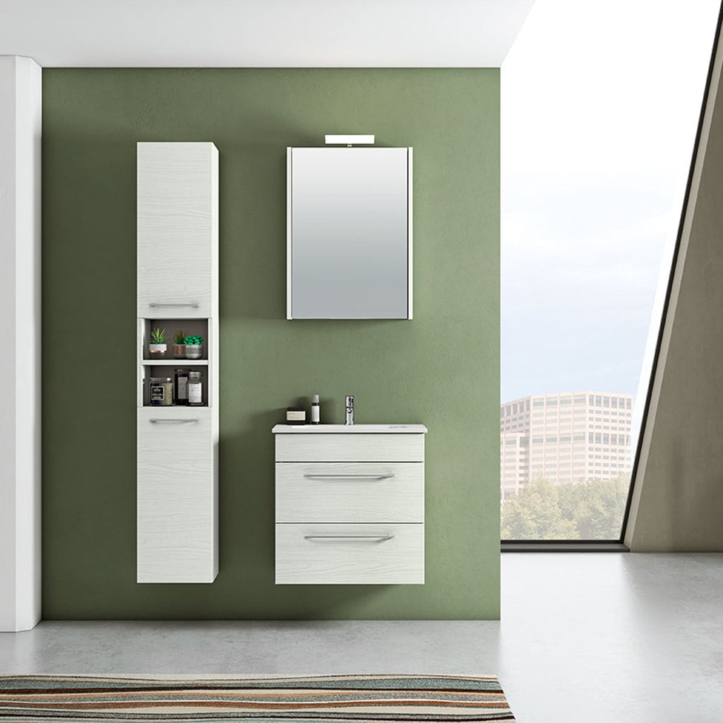 Mobile bagno sospeso con lavabo colonna e specchio contenitore color Aralie modello Gio' 01 90 cm by CeramicStore | Lo specialista del tuo bagno