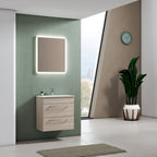 Mobile bagno sospeso con lavabo e specchio retroilluminato color Olmo Rousseau modello Gio' 02 60 cm by CeramicStore | Lo specialista del tuo bagno