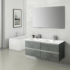 Composizione di mobili bagno sospesi con doppio lavabo e specchio modello York02 120 cm Cemento by CeramicStore | Lo specialista del tuo bagno