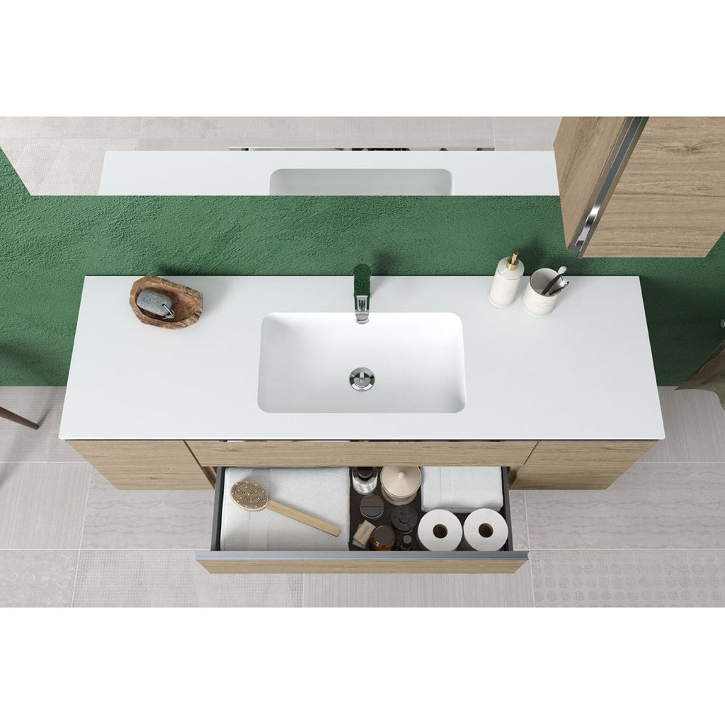  Composizione bagno sospesa con lavabo pensile e specchio modello York04 150 cm Rovere Nabucco by CeramicStore | Lo specialista del tuo bagno
