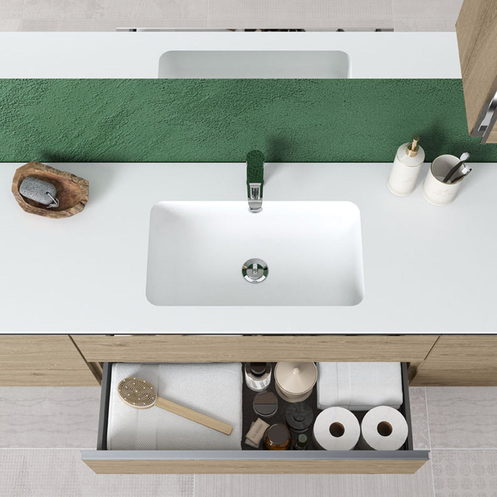  Composizione bagno sospesa con lavabo pensile e specchio modello York04 150 cm Rovere Nabucco by CeramicStore | Lo specialista del tuo bagno