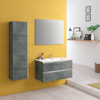 Composizione bagno sospesa con lavabo colonna e specchio modello York05 130 cm Cemento by CeramicStore | Lo specialista del tuo bagno