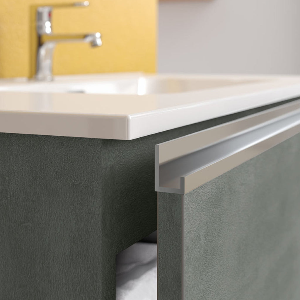  Composizione bagno sospesa con lavabo colonna e specchio modello York05 130 cm Cemento by CeramicStore | Lo specialista del tuo bagno