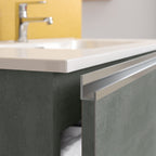  Composizione bagno sospesa con lavabo colonna e specchio modello York05 130 cm Cemento by CeramicStore | Lo specialista del tuo bagno