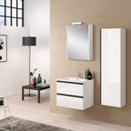 Composizione bagno sospesa con lavabo colonna e specchio contenitore modello York06 100 cm Bianco Lucido by CeramicStore | Lo specialista del tuo bagno