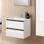  Composizione bagno sospesa con lavabo colonna e specchio contenitore modello York06 100 cm Bianco Lucido by CeramicStore | Lo specialista del tuo bagno