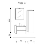  Composizione bagno sospesa con lavabo colonna e specchio contenitore modello York06 100 cm Bianco Lucido by CeramicStore | Lo specialista del tuo bagno