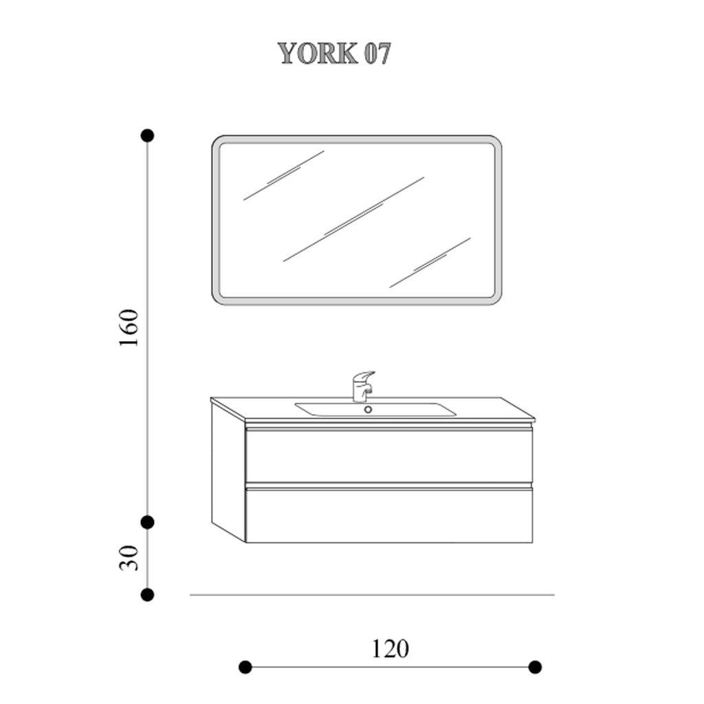  Composizione bagno sospesa con lavabo e specchio retroilluminato York07 120x46x190h cm Cemento by CeramicStore | Lo specialista del tuo bagno