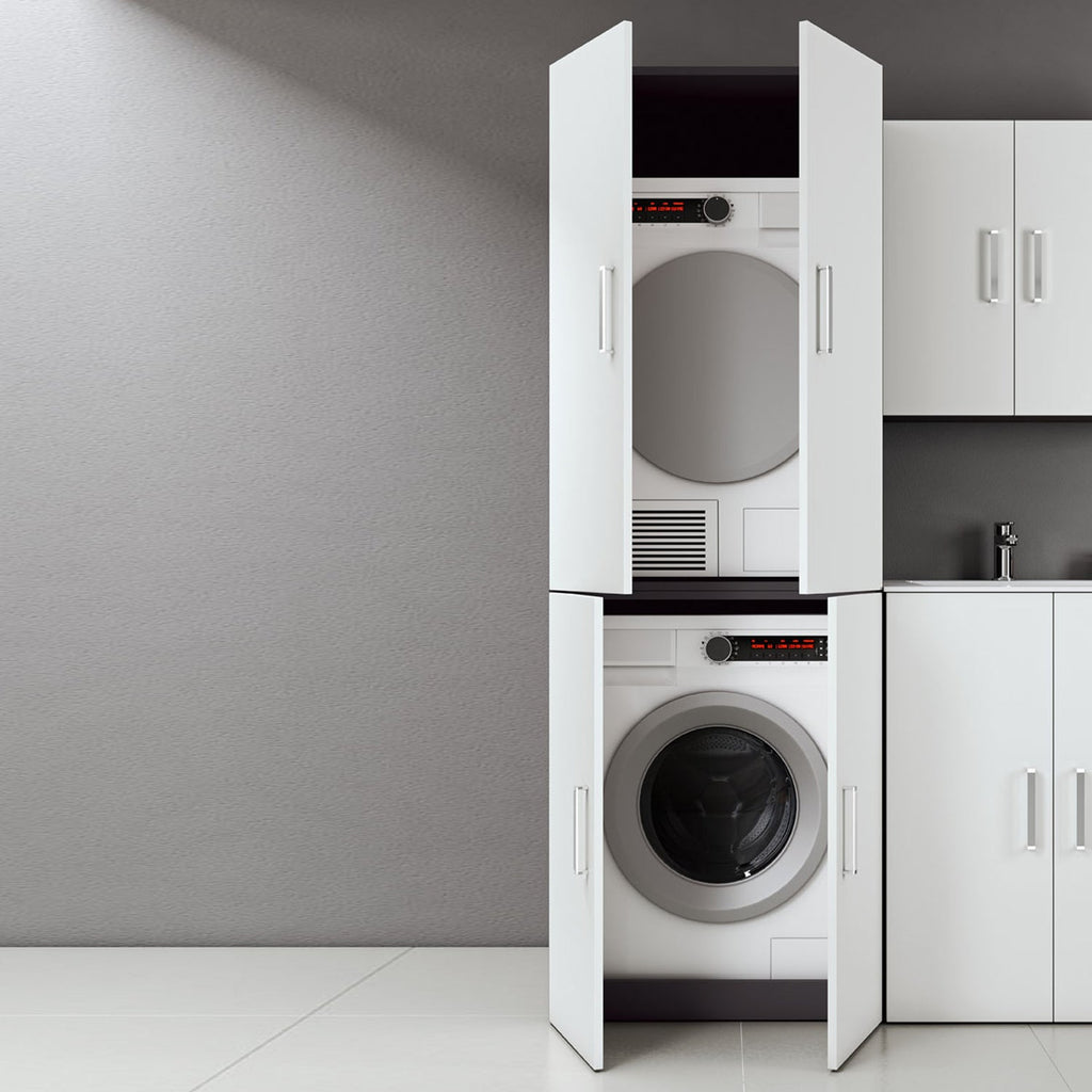  Composizione Mobili Lavanderia Area51-01 con lavatoio e moduli lavatrice ed asciugatrice - Bianco Laccato Opaco by CeramicStore | Lo specialista del tuo bagno