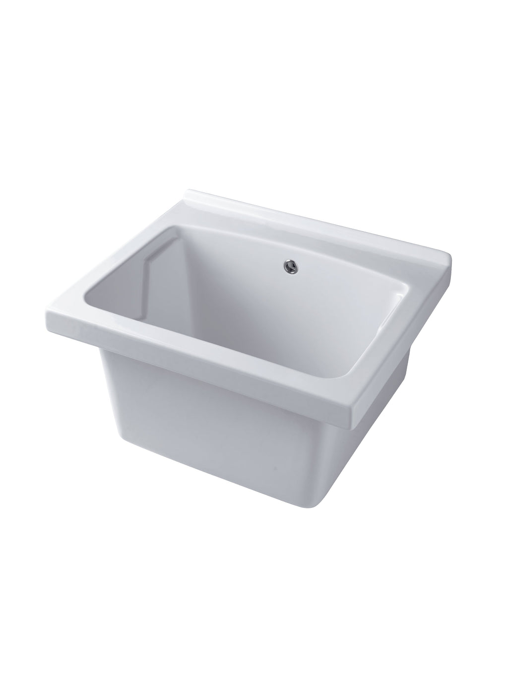 Lavatoio BathCore in ceramica bianca 60x50 con foro troppo pieno. Senza strizzatoio. Predisposizione per rubinetto by CeramicStore | Lo specialista del tuo bagno