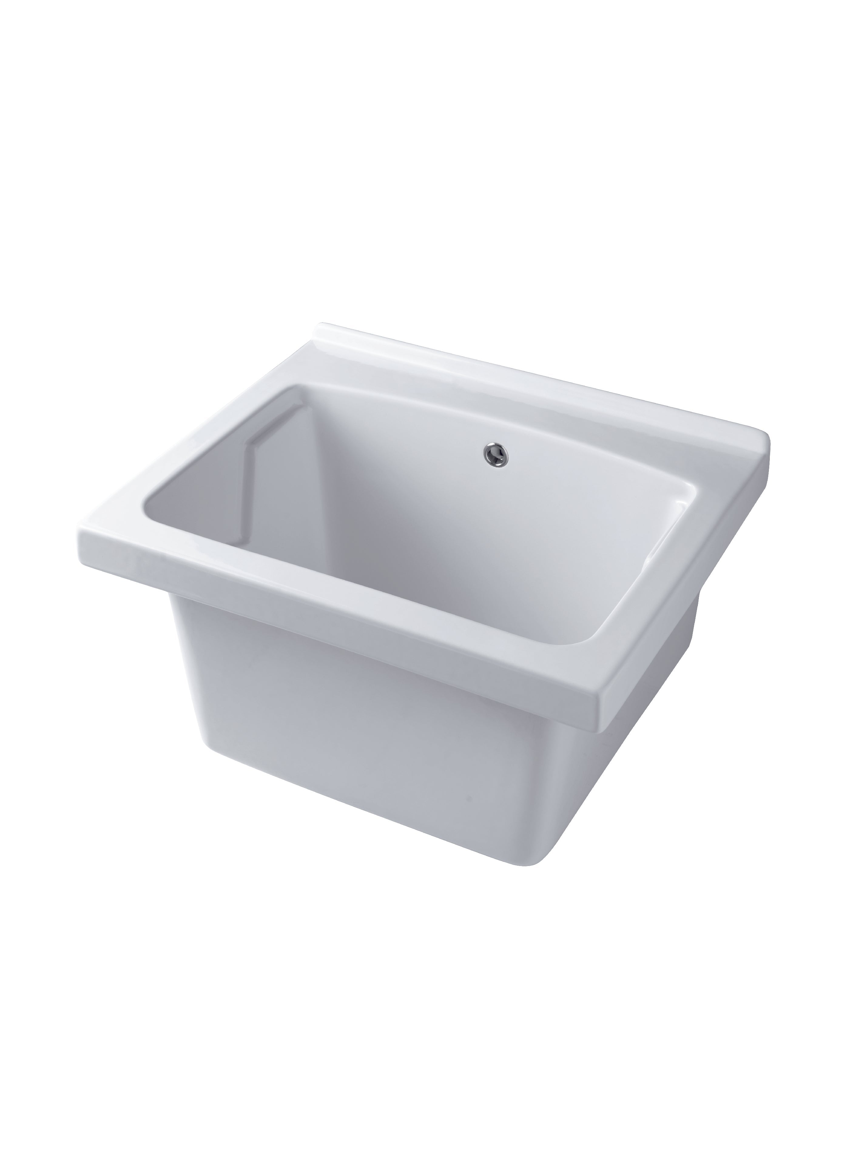 Lavatoio BathCore in ceramica bianca 60x50 con foro troppo pieno. Senza strizzatoio. Predisposizione per rubinetto by CeramicStore | Lo specialista del tuo bagno
