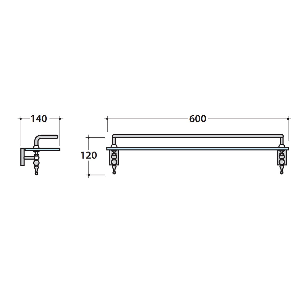  Portamensola in ottone cromato con mensola in vetro cm 60 collezione Paestum Globo