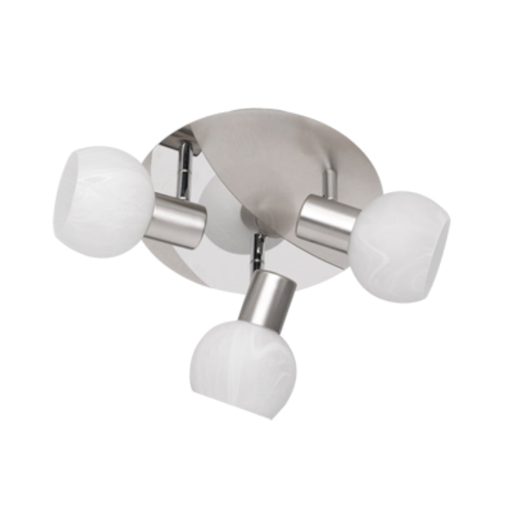 Plafoniera Antibes con 3 luci à¸ 22 cm - Acciaio e vetro alabastro by CeramicStore | Lo specialista del tuo bagno