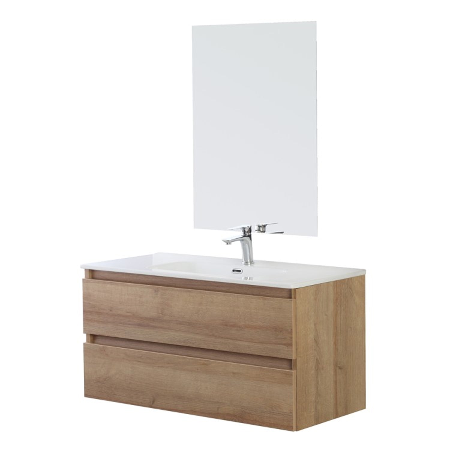 900217 - Mobile bagno sospeso 100 cm con lavabo e specchio â€“ Collezione Revival Cubi&co