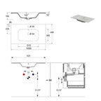 900273 - Mobile bagno sospeso 100 cm con lavabo e specchio - Collezione Revival Cubi&Co