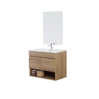 900223 -Composizione Bagno Sospesa Lunghezza 80 cm con Ante Slow Motion e Vano a Giorno - Collezione Revival Cubi&co