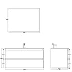 900215 - Composizione Bagno Sospesa Lunghezza 100 cm con Cassetti Soft-Close - Collezione Revival Cubi&co