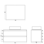 900235 - Composizione Bagno Sospesa Lunghezza 100 cm con Lavabo in Appoggio e Cassetti Soft-Close - Collezione Revival Cubi&Co