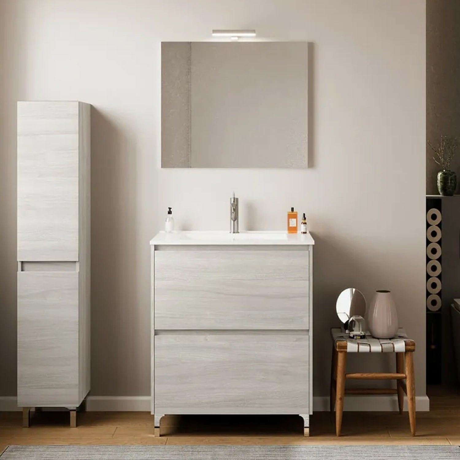 Mobile bagno con lavabo e specchiera Cubi&Co Berlino 60 cm - Rovere Grigio by CeramicStore | Lo specialista del tuo bagno