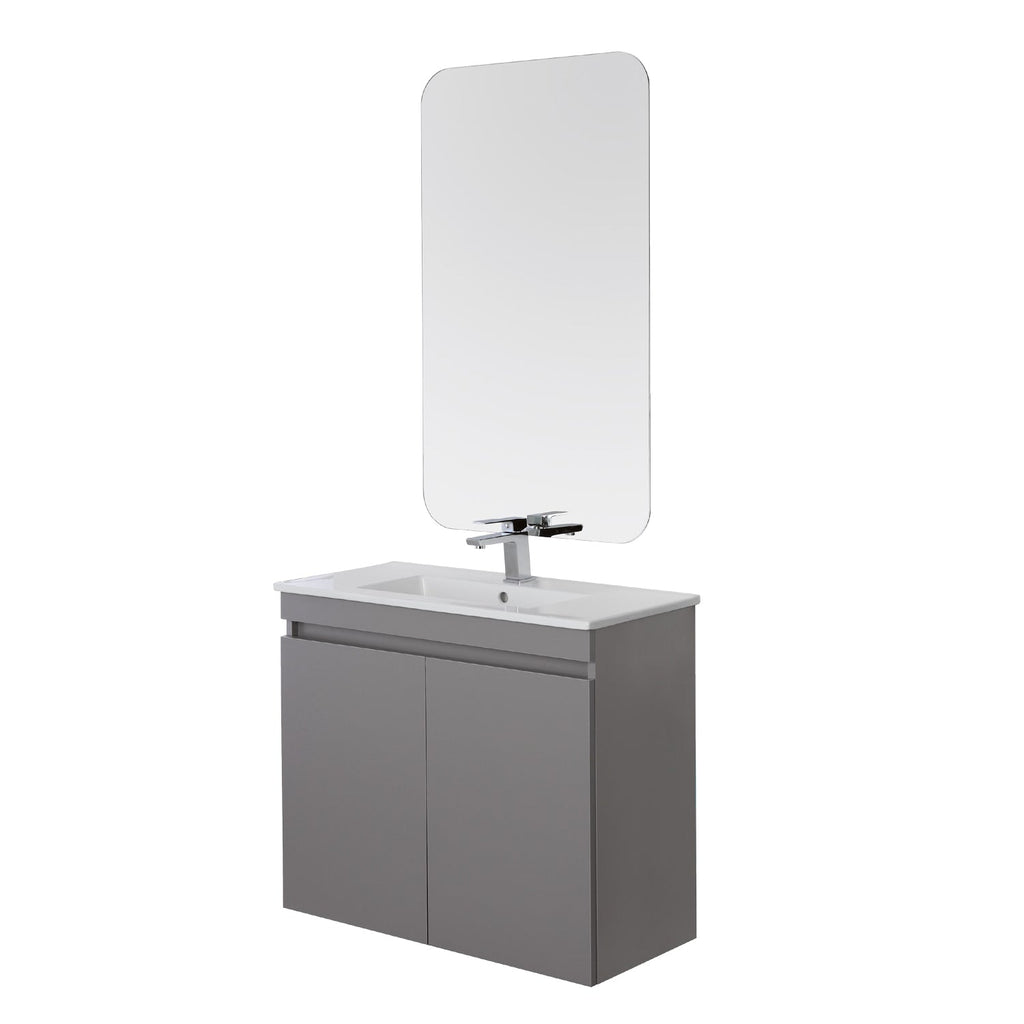 Composizione bagno sospesa Cubi&Co Shade a due ante con lavabo e specchio cm 80 - Grigio Medio