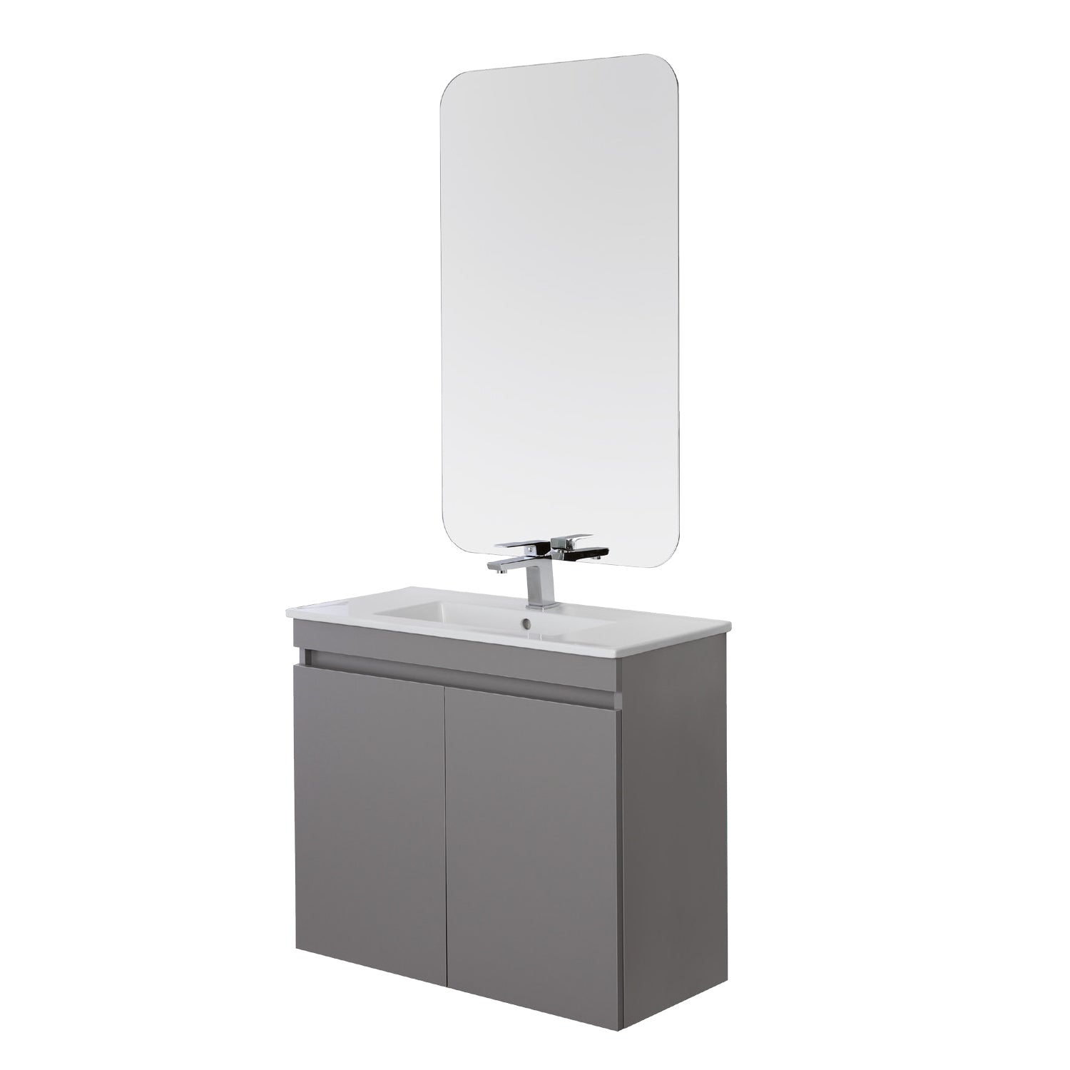 Composizione bagno sospesa Cubi&Co Shade a due ante con lavabo e specchio cm 80 - Grigio Medio