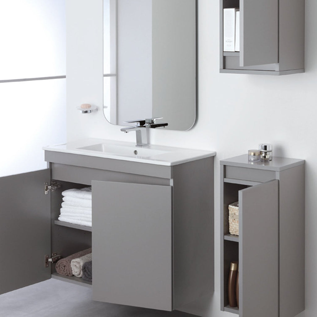 Composizione bagno sospesa Cubi&Co Shade a due ante con lavabo e specchio cm 80 - Grigio Medio