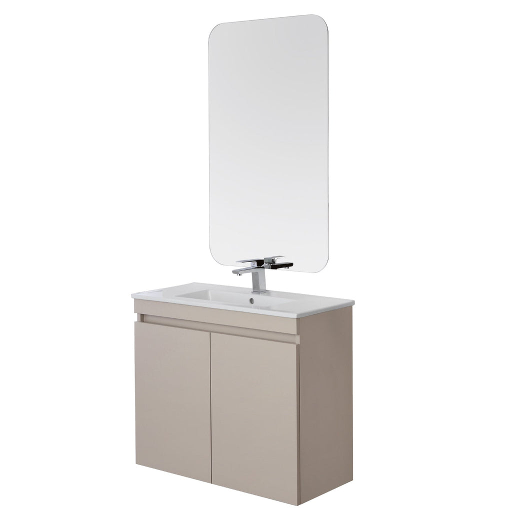 Composizione bagno sospesa Cubi&Co Shade a due ante con lavabo e specchio cm 80 - Tortora