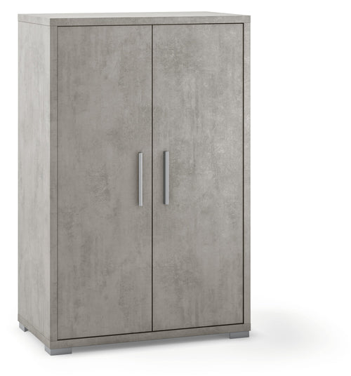 Mobile multiuso a 2 ante e 2 ripiani con maniglia satinata finitura frontale e laterale cemento by Sarmog by CeramicStore | Lo specialista del tuo bagno