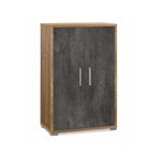 Mobile multiuso a 2 ante e 2 ripiani con maniglia satinata finitura frontale Ossido Nero e laterale noce stelvio by Sarmog by CeramicStore | Lo specialista del tuo bagno