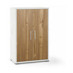 Mobile multiuso a 2 ante e 2 ripiani con maniglia satinata finitura frontale Ossido Bianco e laterale noce stelvio by Sarmog by CeramicStore | Lo specialista del tuo bagno