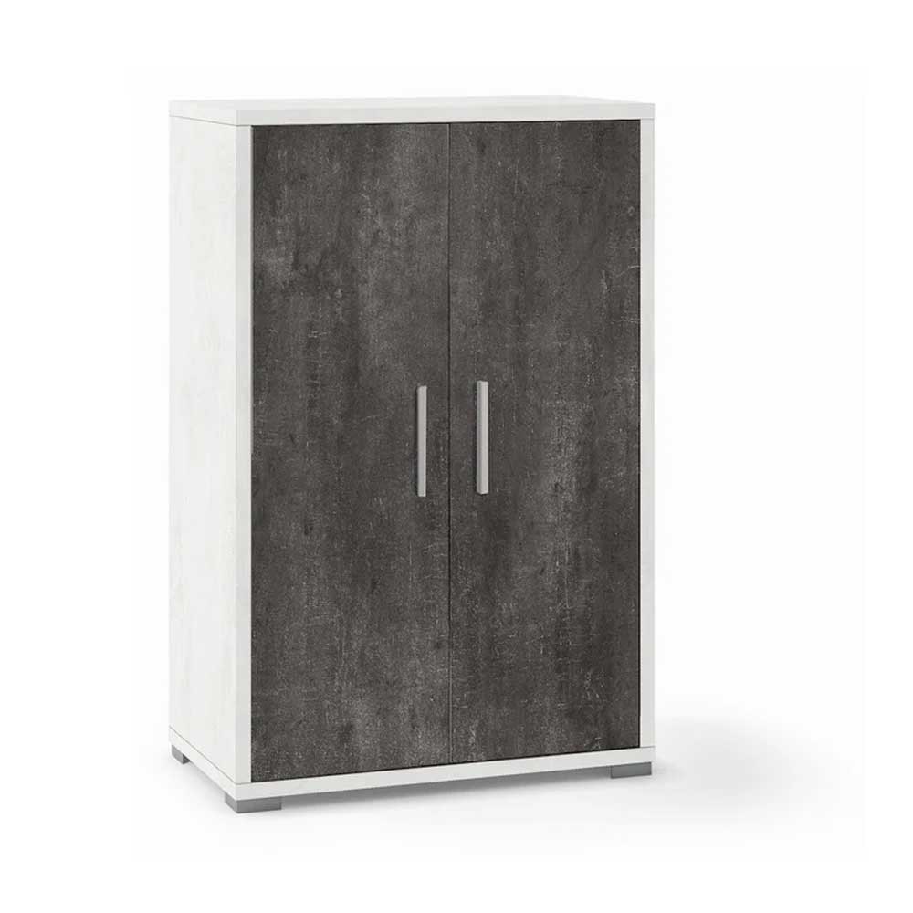 Mobile multiuso a 2 ante e 2 ripiani con maniglia satinata finitura frontale Ossido Nero e laterale Ossido Bianco by Sarmog by CeramicStore | Lo specialista del tuo bagno