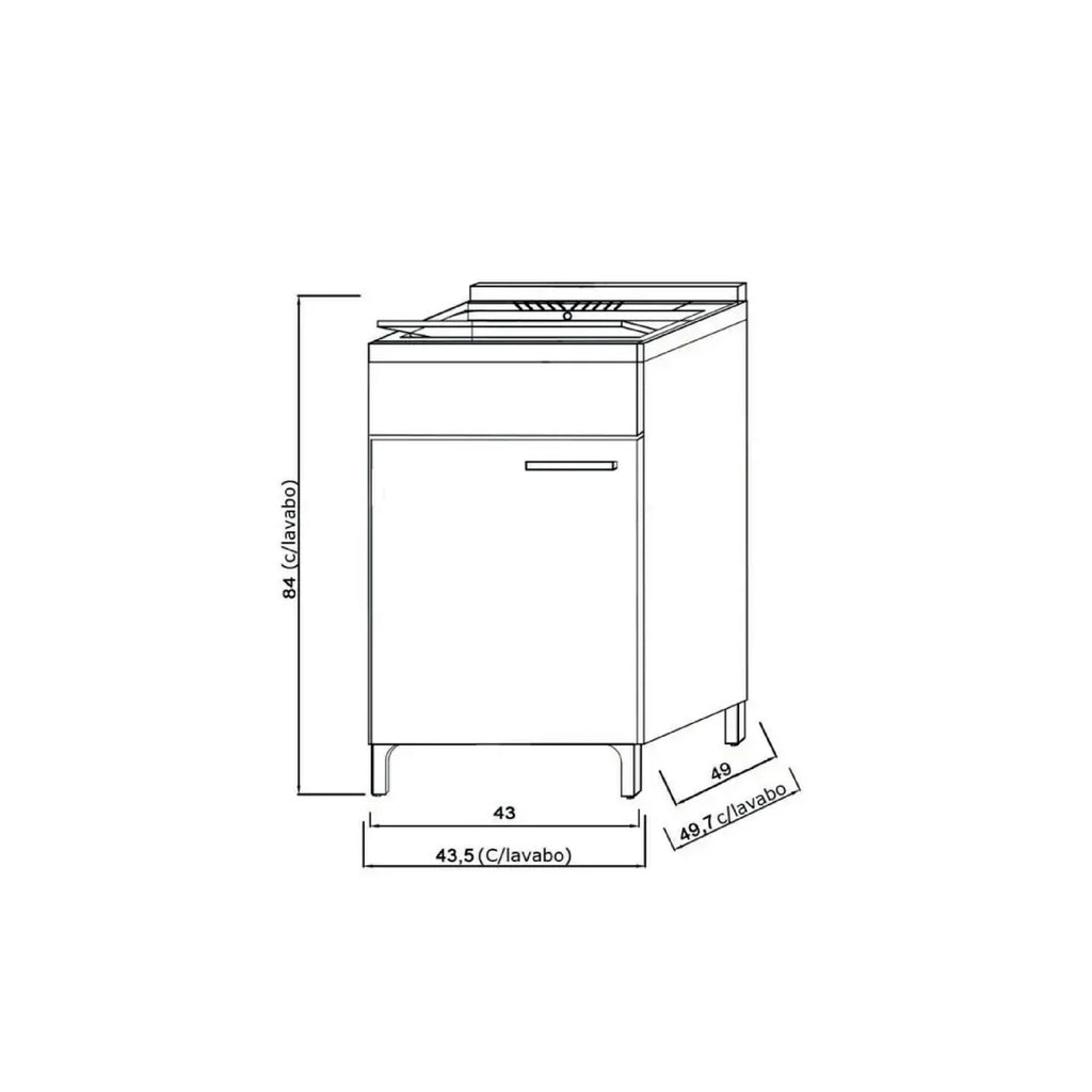 Mobile lavatoio da terra Cubi&Co linea Star 45 cm con vasca in resina - Rovere dolomite