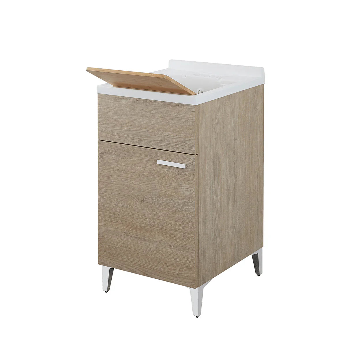 Mobile lavatoio da terra Cubi&Co linea Star 50 cm con vasca in resina - Rovere dolomite