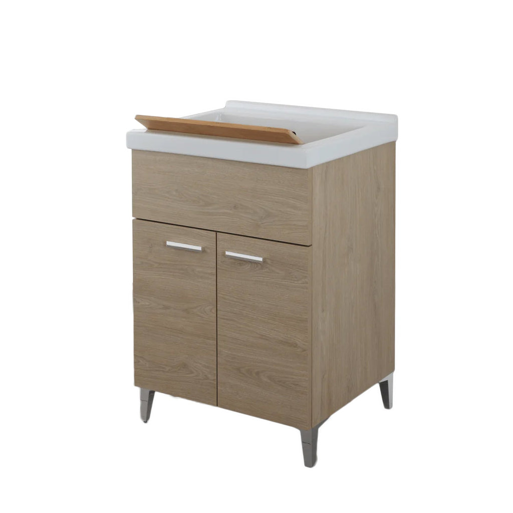 Mobile lavatoio da terra Cubi&Co linea Star 60 cm con vasca in resina - Rovere dolomite